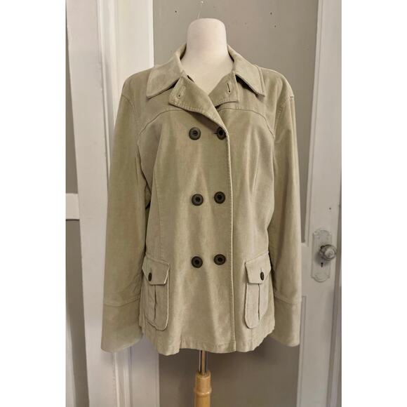 TALBOTS Stretch Cream Cotton Velvet Peacoat sz 18 - Picture 1 of 12